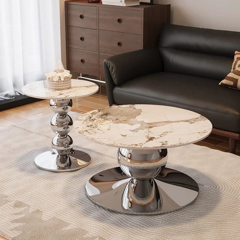 

Luxury Round Coffee Tables European Style Indoor Hallway Center Coffee Tables Space Saving Mesa Redonda Furniture For Home