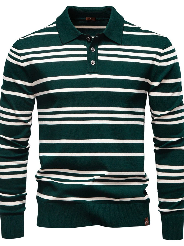 

Мужская трикотажная рубашка в полоску Busin: мягкая, дышащая, с длинным рукавом, для повседневной носки и различных случаев