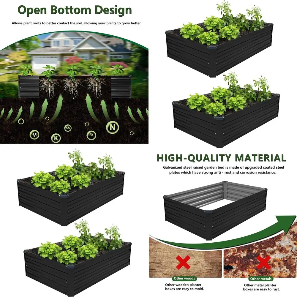 

Металлическая оцинкованная грядка 4x3x1T для выращивания овощей, цветов и трав - черная