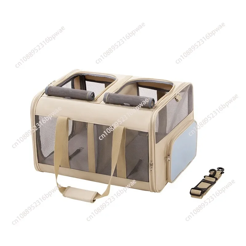 Pet Car Cage Cat Carrier Bag  Expandable Pet Cage Breathable Dog Car Bag Multi Pet Collapsible and Washable