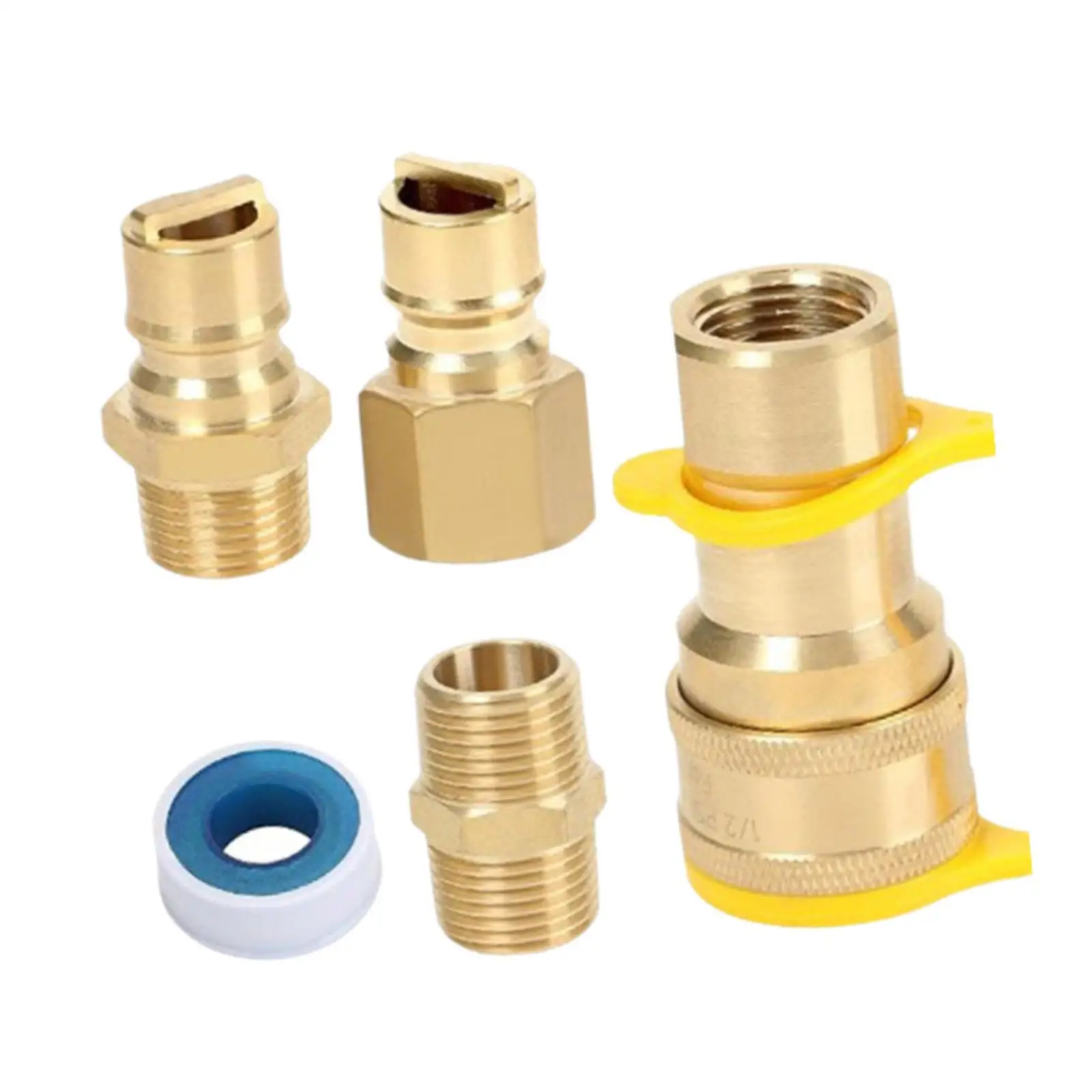 Brass Propane Hose Quick Disconnect Plug Set 1 2 Inch Connectors Easy Install for Grill Patio Heaters Gas Systems