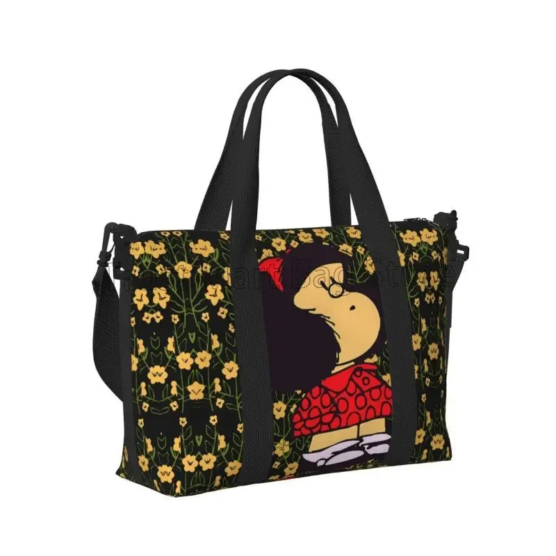 Cartoon Mafalda Print Handbagage Reistas Medium Opvouwbare Weekender Weekendtassen voor Dames Waterdichte Sport Gym Yoga Tas