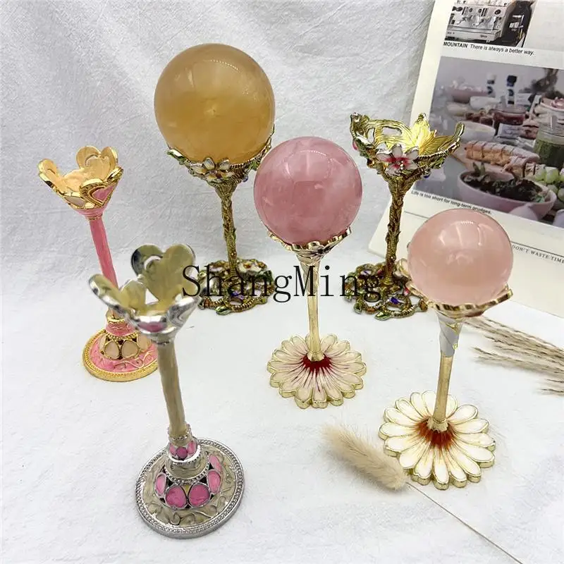 

PYH crystal ball base alloy goblet-shaped enamel ball base spherical storage bracket ornament, fashionable and creative