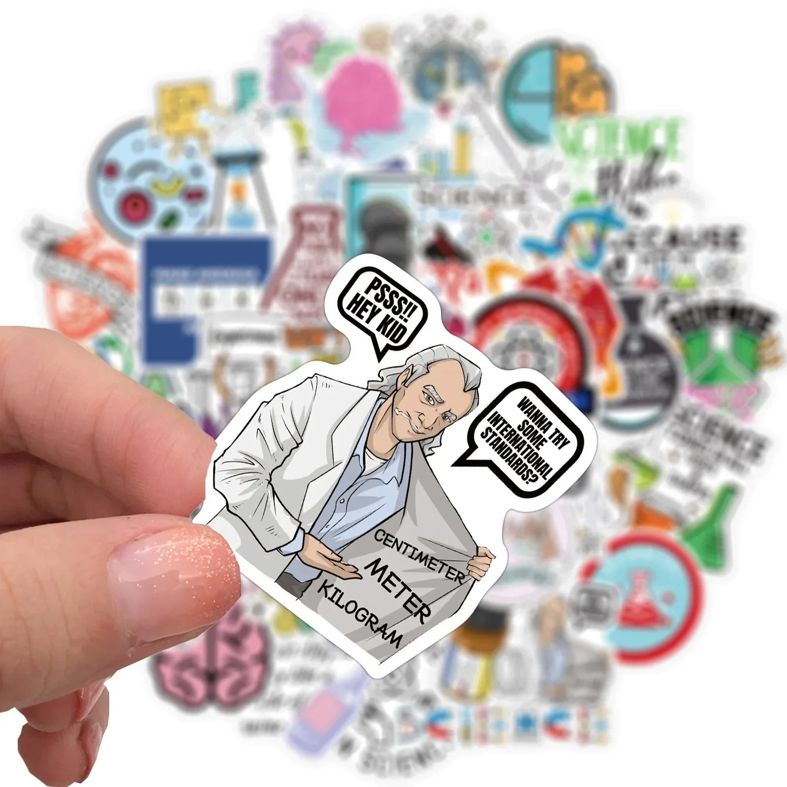 ملصقات العلوم 50/100 قطعة الكيمياء الفيزياء الحيوية العلوم الفصول الدراسية الديكور مدرسة المعلم طالب تجربة ملصقات