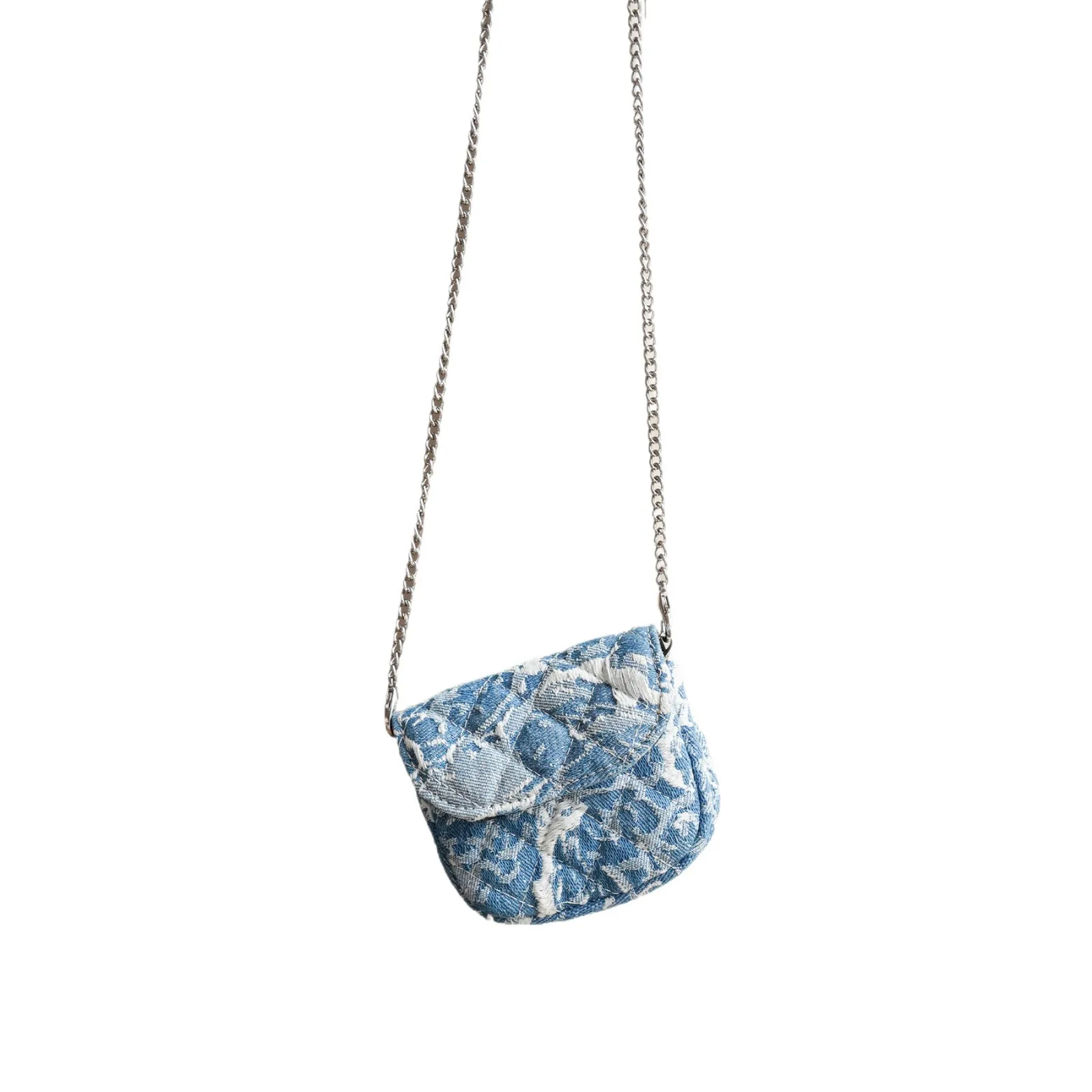 محفظة عملات معدنية باللون الأزرق من الدنيم، حقيبة مكياج نسائية، غطاء قلاب بإبزيم، حافظة هاتف كروس متعددة الاستخدامات بكتف واحد