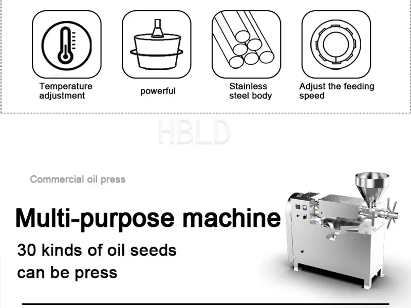 Commercial Oil Press, High-Yield Olive Oil Extraction Machine, Avocado Oil Processing Machine, Hemp Seeds