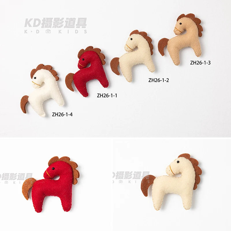 Newborn Photography Props 2026 Year of the Horse Knitted Pony Doll Baby Photoshoot Stuffed Animal Prop for Studio Shooting