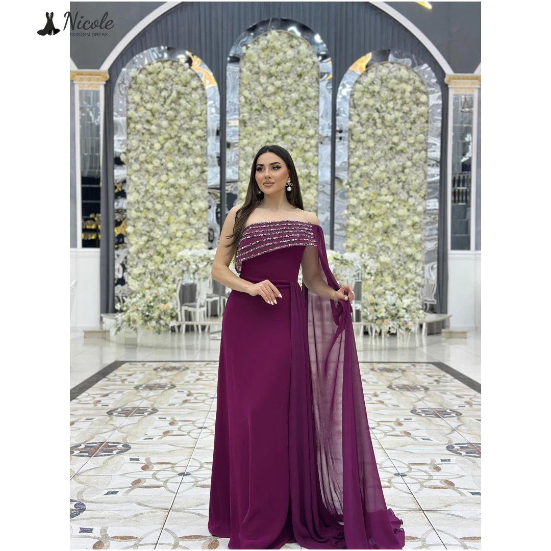 

Николь Линия Вечерние платья Свадебное платье с открытыми плечами Халат Вечер на заказ Лента Роскошное платье для выпускного вечера 2025 Бальные платья