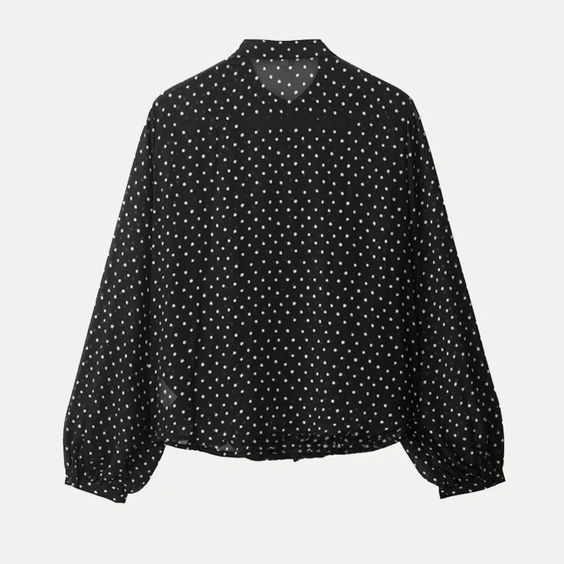 2025 Verão Novo Sle Feminino Faionable Polka Dot irt Decoração em camadas Ele Personali Commute Fibra de poliéster Longo...