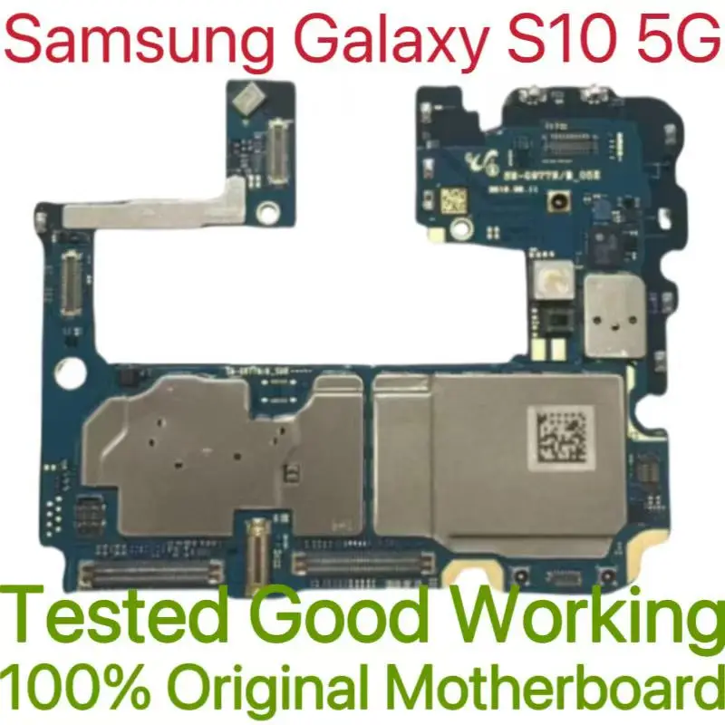 Original Unlocked Main Board For Samsung Galaxy S10 5G Mainboard Motherboard Unlocked With Chips Circuits Flex Cable