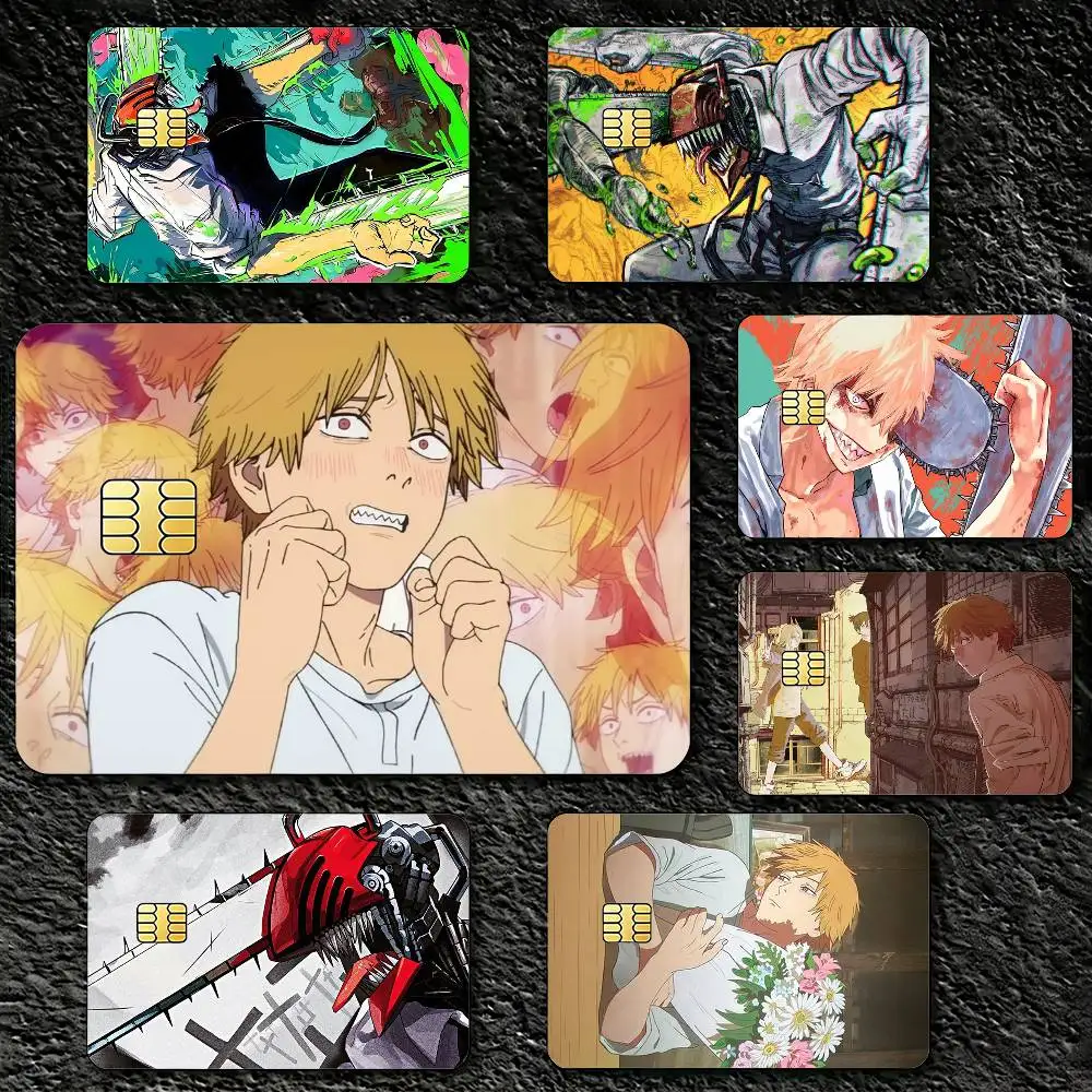

C-Chainsaw-man Denji Credit Card Skin Stickers For VISA Bank Bus Metro Access Card Protective Film Cover Sticker