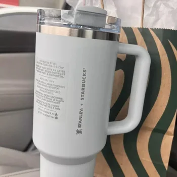 빨대 뚜껑과 손잡이가 있는 스탠리 텀블러 절연 여행 머그잔, 스테인레스 스틸 진공 컵, 따뜻한 음료 및 차가운 음료용, 30oz/40oz