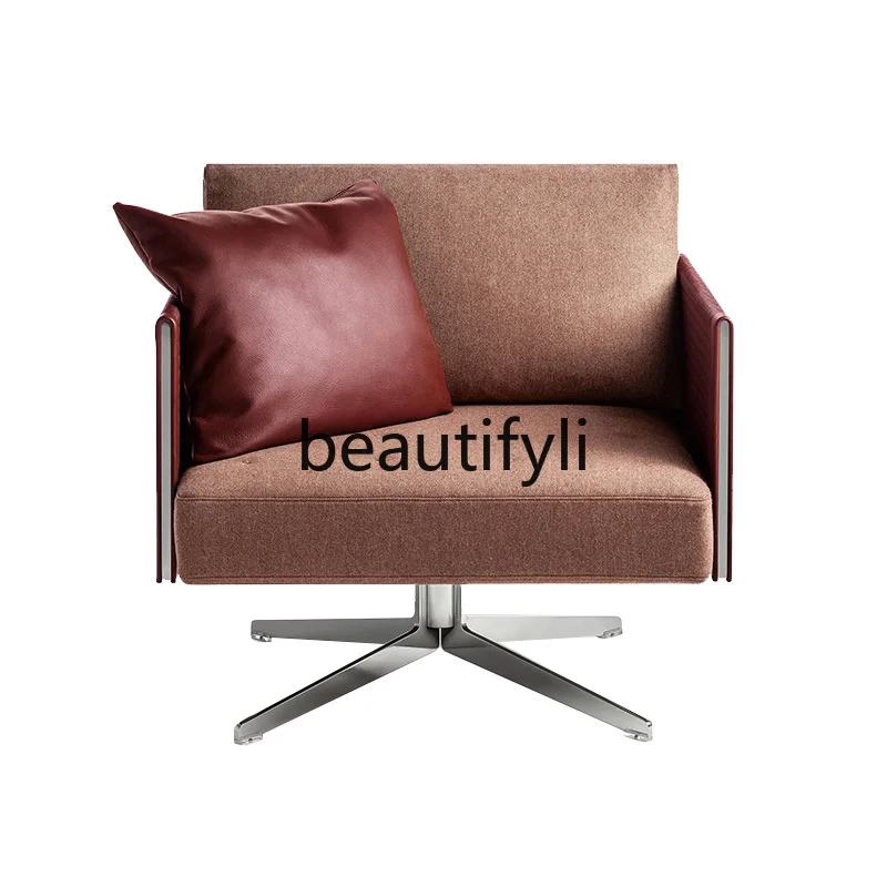 

Sofa chair leisure balcony single Italian minimalist light luxury leather home modern simplicity