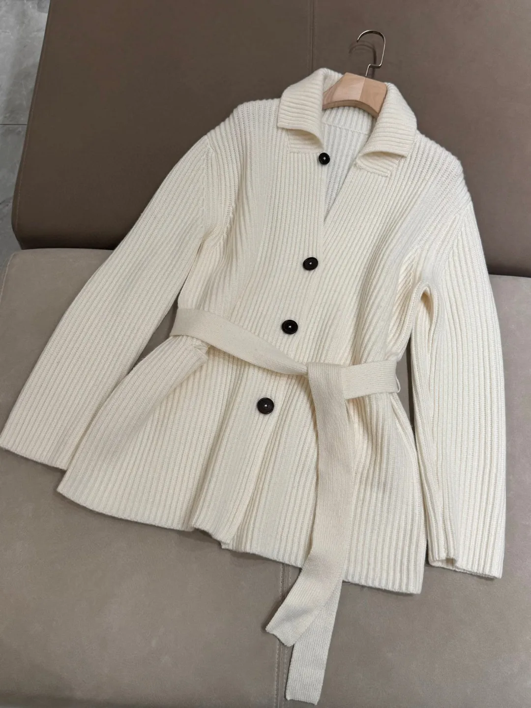 Autumn 2024 Women\'s Stand Collar Wool Coat Long Knitted Cardigan Female Outerwear Sweater