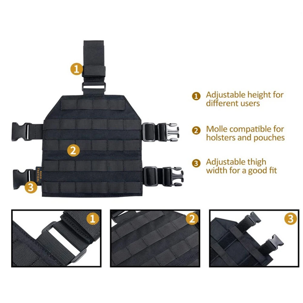 Nylon Tactical Drop Leg Platform Molle Thigh Rig Panel Outdoor Hunting Drop Leg Thigh Platform Adapter with Quick Release Buckle