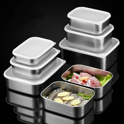 Refrigerator Storage Box Stainless Steel Fresh-Keeping Organizer Food Container with Visible Lid Kitchen Fruit Vegetable Tools