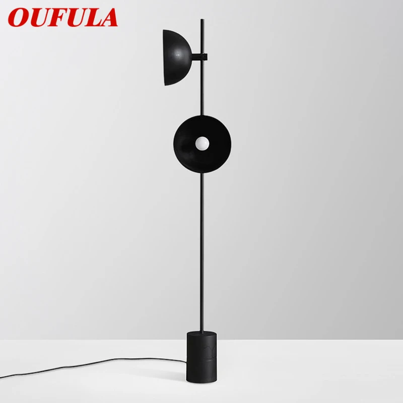 

OUFULA Modern Vintage Marble Floor Lamp Nordic Creative Simple LED Black Standing Light for Home Living Room Hotel Decor