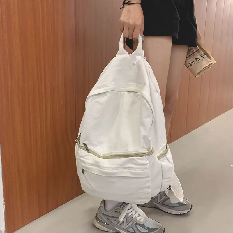 

Water Waed Canvas Bapa for Junior And High School Girls Korean Sle Ulzzang Double oulder Bag Casual Pure Color