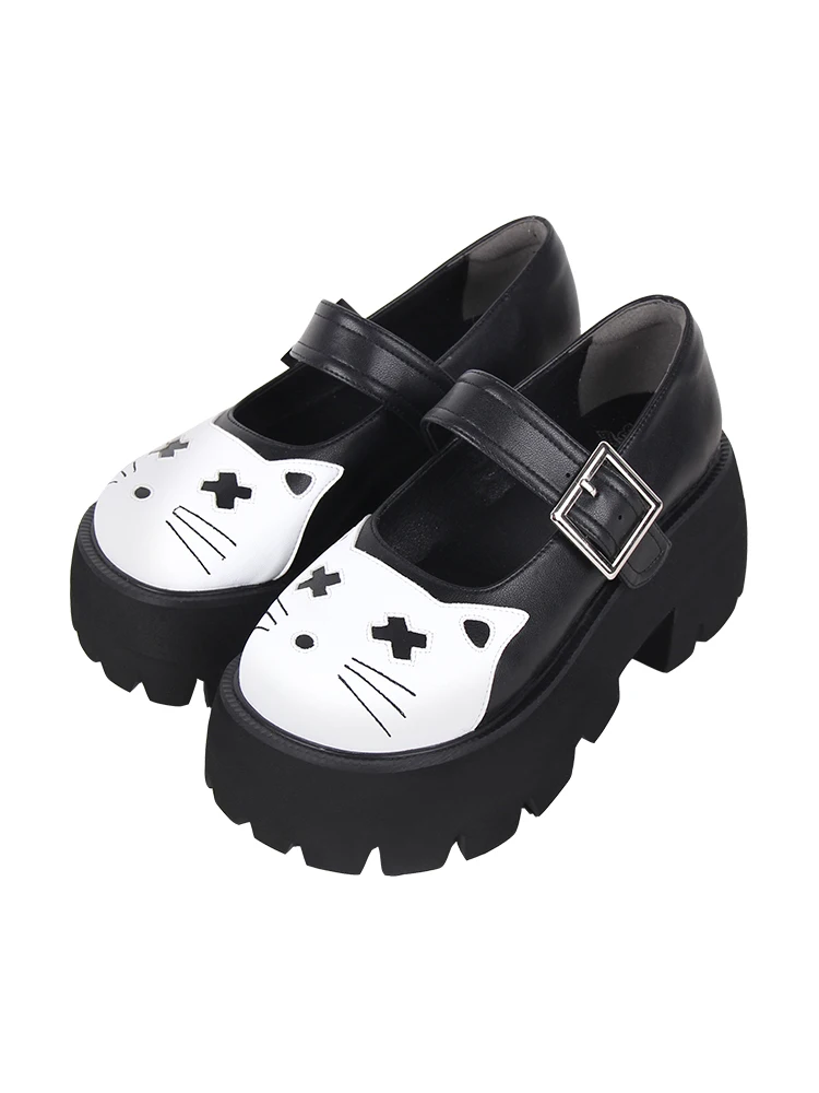 2024 autunno nuovo prodotto Lolita scarpe colorate Cartoon Cat Head suola spessa Lolita scarpe da donna scarpe singole da ragazza retrò giapponese