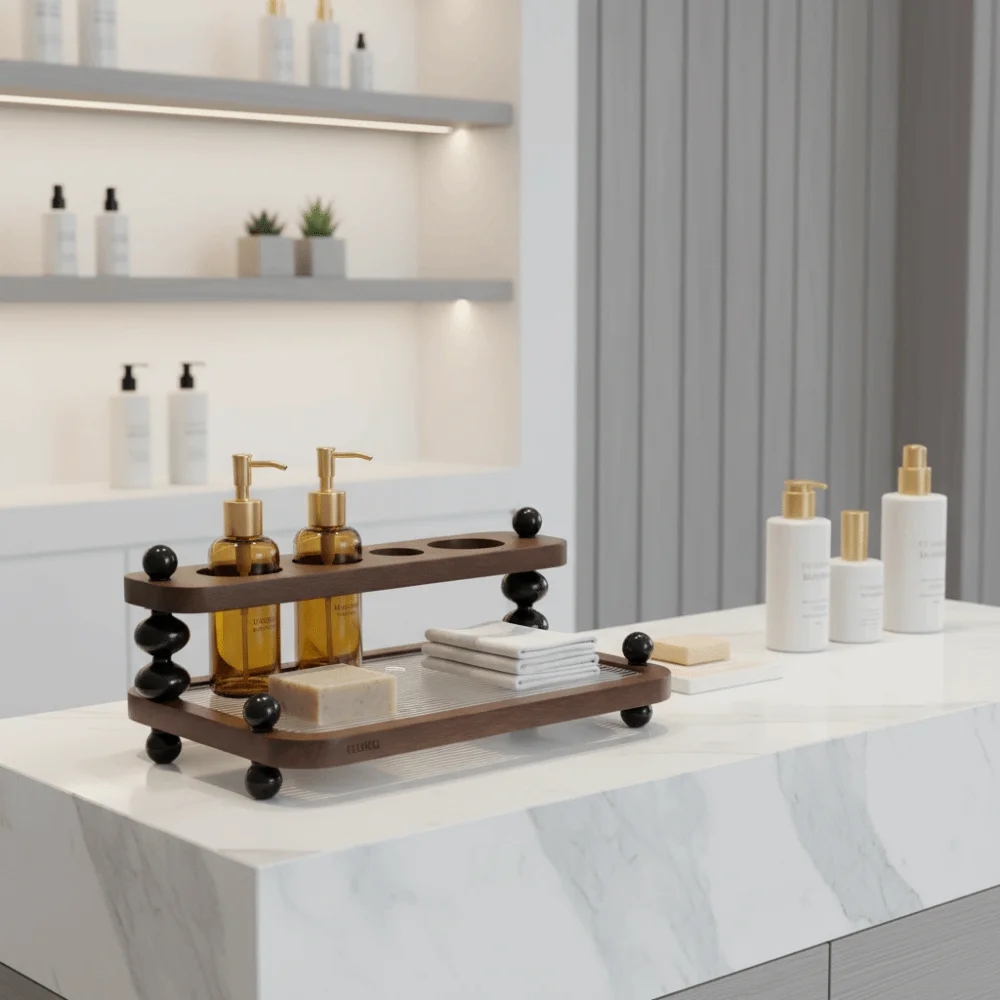 

Save Space Functional Toothbrush Storage Rack Circular Arc Petite Wooden Storage Shelf Storage No Drilling Required