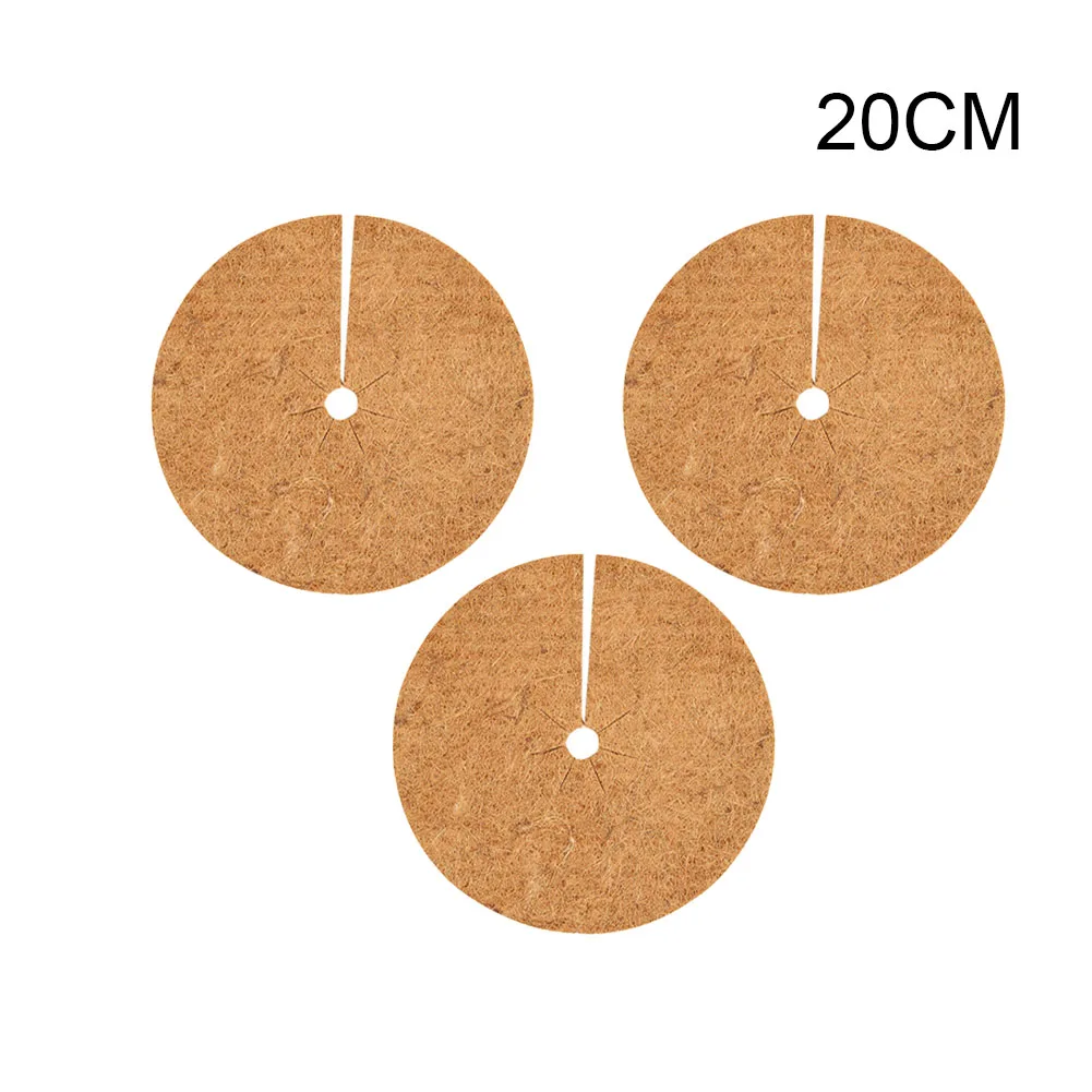 3PCS 20cm-60cm Natural Coco Coir Fiber Tree Mulch Ring Protector Organic Weed-Barrier Mat Anti-grass Disc Flower Pot Cover Set