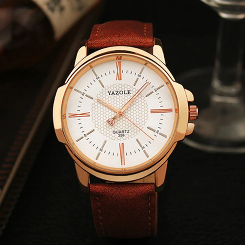 YAZOLE Fashion Wristwatch Top Men\'s Watch Creative High End Leather Strap Life Waterproof Sports Quartz Watch for Men