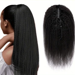 Claw Clip Ponytail Extensions Kinky Straight 100% Human Hair Clip In Pony Tails Yaki Hair Extensions 10