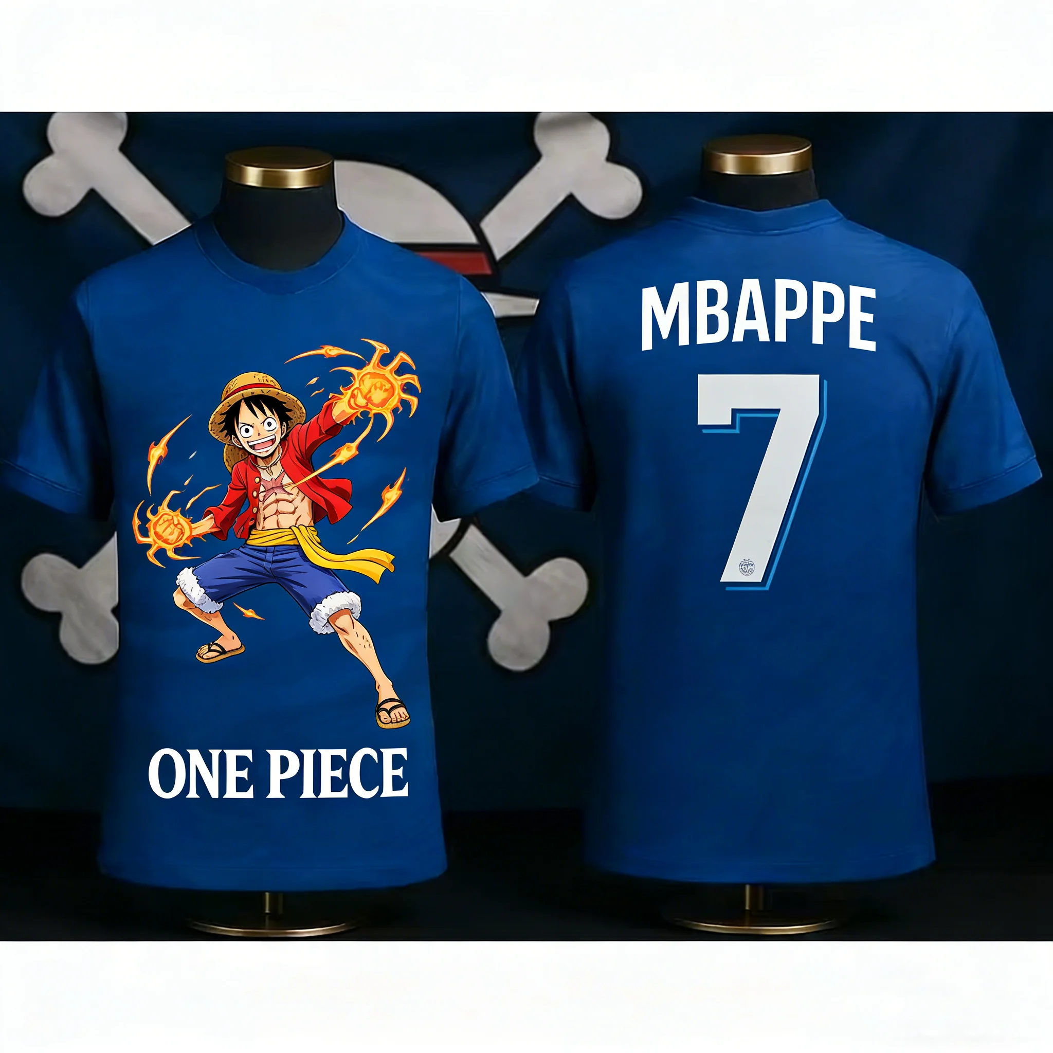 

2026 Summer "One Piece" Luffy Men's Football Sportswear for Women - Cartoon Japanese Style Anime Children's Clothing T-Shirt