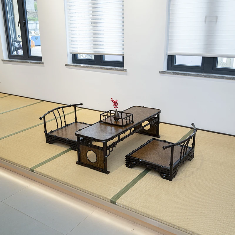 Exquisiter niedriger Qiongzhu-Tisch im Zen-Stil, modernes chinesisches Design, geeignet für Bürohotels und Teehäuse-Meditationsräume