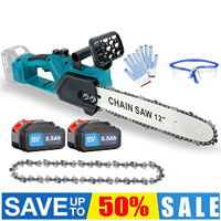Brushless Chainsaw Cordless 12 Inches, Cordless Hand Chainsaw with 5.50Ah*2 Battery and Charger, Chain, Auto Chain Lubrication