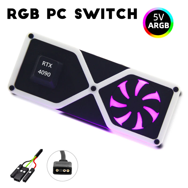 

RGB PC переключатель питания ARGB, красочный свет, старт вкл/выкл, внешний компьютер, ПК переключатель, материнская плата, старт ПК, аксессуары 5V3P