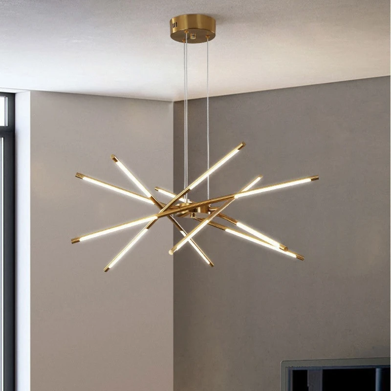 

Nordic modern minimalist line special-shaped chandelier LED dining room light bedroom light line light home