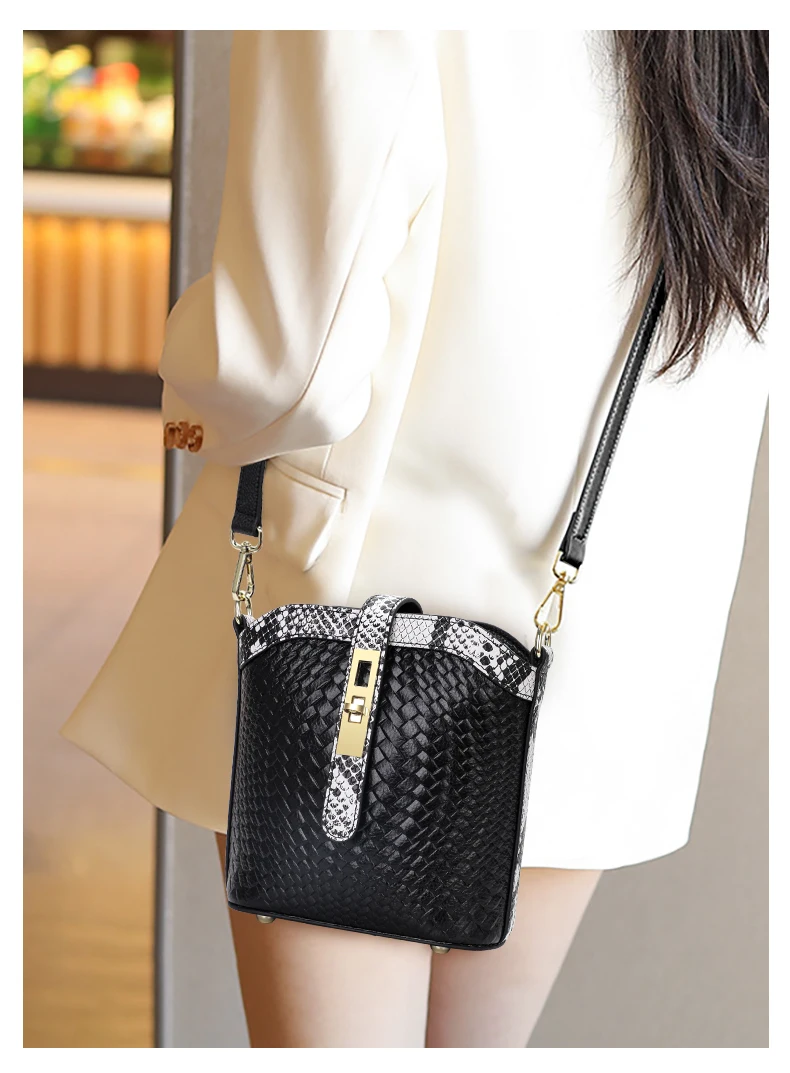 Echte Leder-Bucket-Bag für Damen, Schulter-Crossbody-Tasche aus Rindsleder, 2026 Neuer Trendiger Lässiger Vielseitiger Sommer-Damen-Mini-Bag – Detail 2