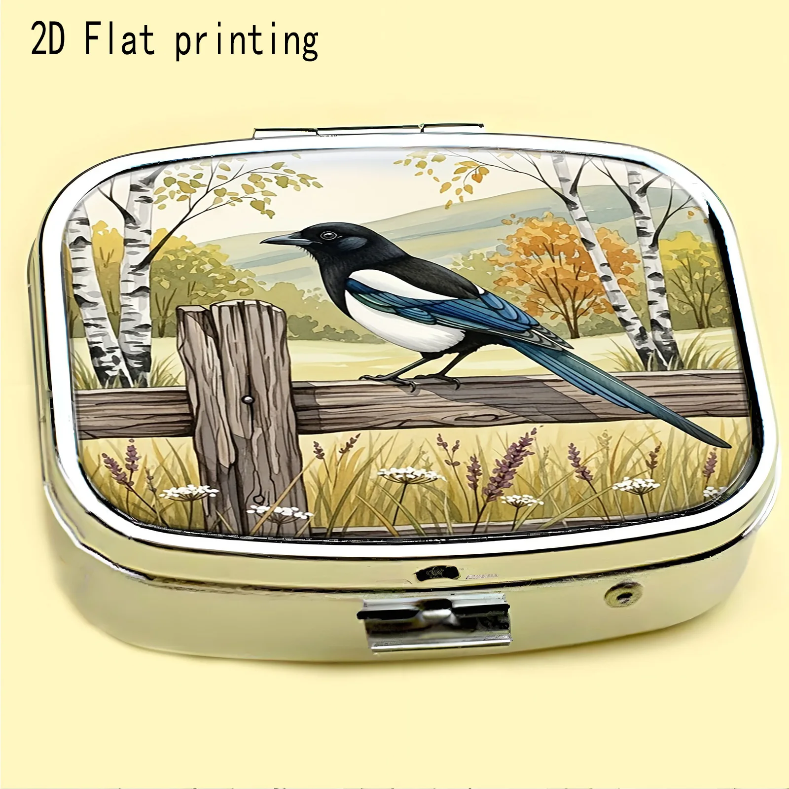 Magpie Garden Pattern · Natural Landscape Illustration Style Design · Small Medicine Box · Portable Medicine Box · Creative Storage Box · Small Item Storage Box · Jewelry Storage Box · Mini Decorative Box · Suitable for Small Items, Eyelash Cosmetics, Granular Items, Jewelry, Tablets, Small Accessories · Lightweight and Portable · Gift Options: Special Gifts, Holiday Gifts, Souvenirs, Prizes, Small Gifts