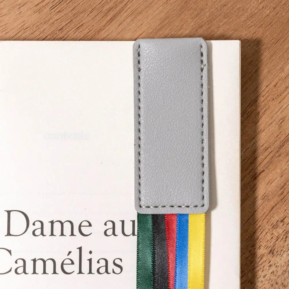 리본이 달린 독서 책갈피 책갈피 PU 가죽 페이지네이션 마크 코너 페이지 마커 Handcrated 멀티 컬러 도서 페이지네이터