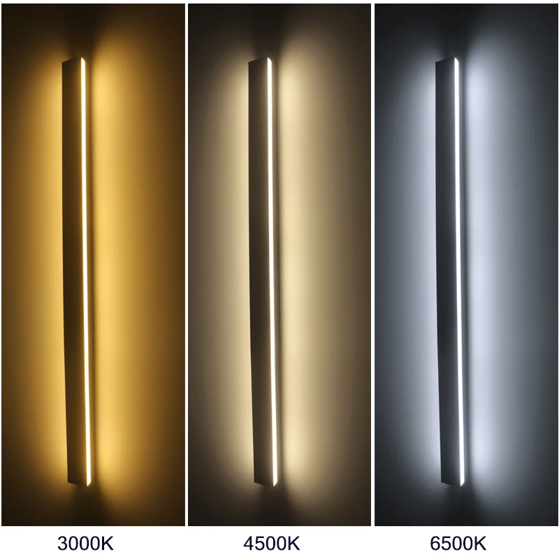 Modern LED Long Wall Lamp IP65 Waterproof Outdoor lighting AC220V Aluminum Black  Garden porch Sconces Decor Wall Lamp