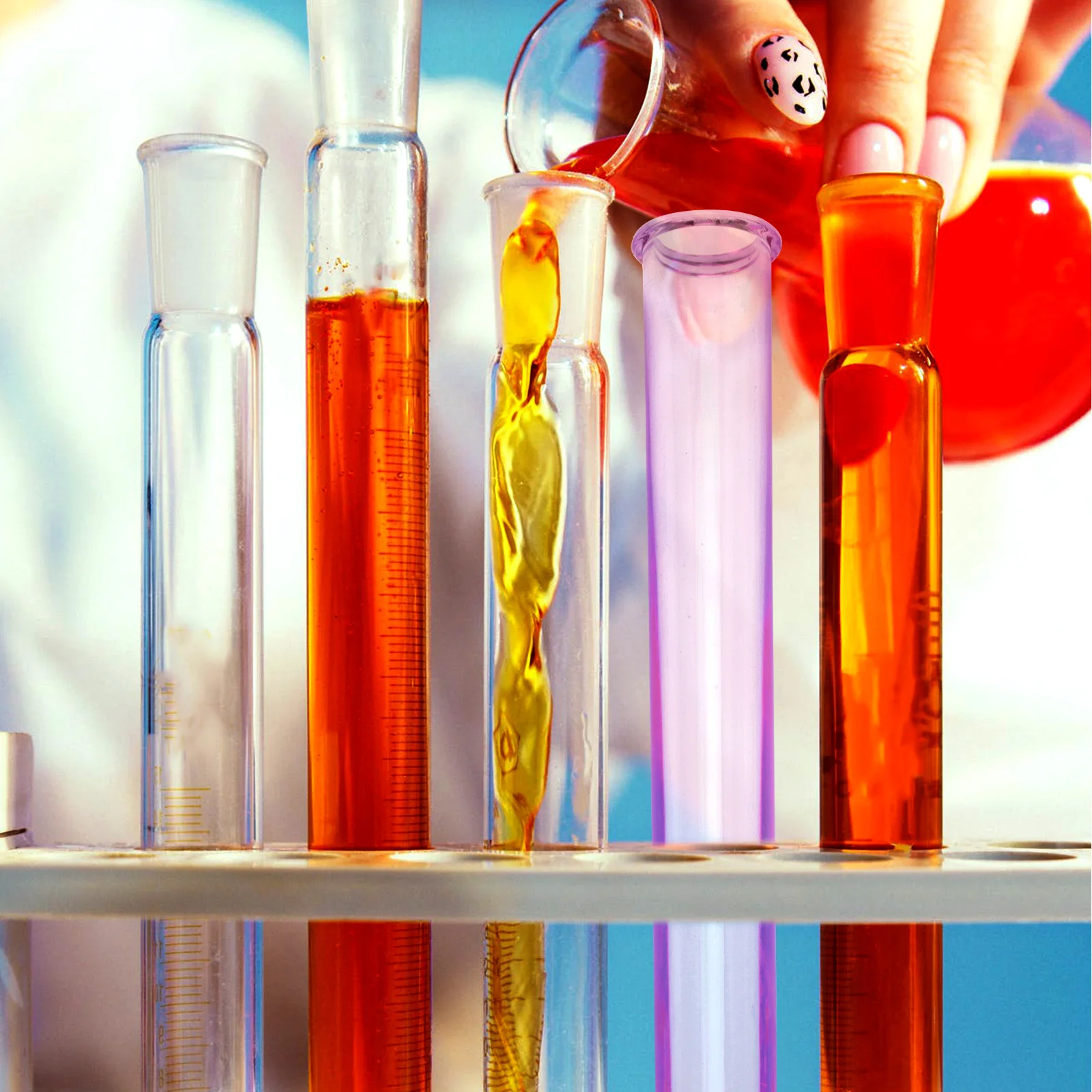 10pcs Test Tube Wine Glass Acrylic Multi-Function Laboratory Science Tube For Household Sample Experiment Supply