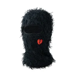 Heart Embroidered Balaclava for Men and Women Single Hole Beanies Cap Stretch Hip Hop Hat,Stylish Cool Headgear, Knit Warm Hat