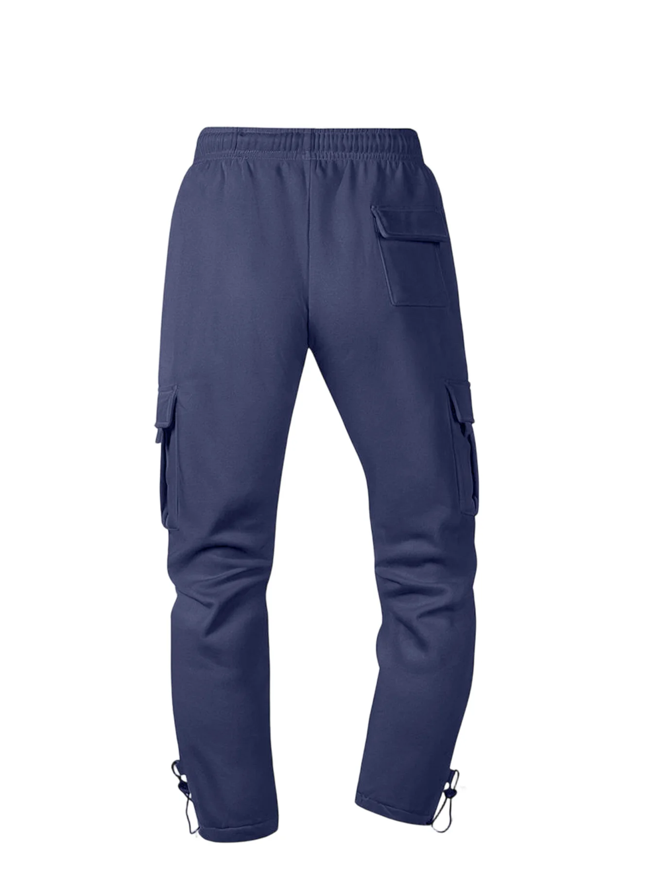 Men Multi Pockets Cargo Jogger Pants Winter Fleece Lined Sweatpants Drawstring Loose Fit Casual Sport Trousers