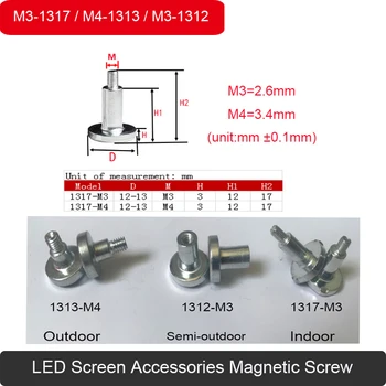 100 pièces/lot vis magnétique 1312-M3/1313-M4/1317-M3 Module d'affichage LED magnétique conventionnel vis magnétique accessoires d'affichage LED