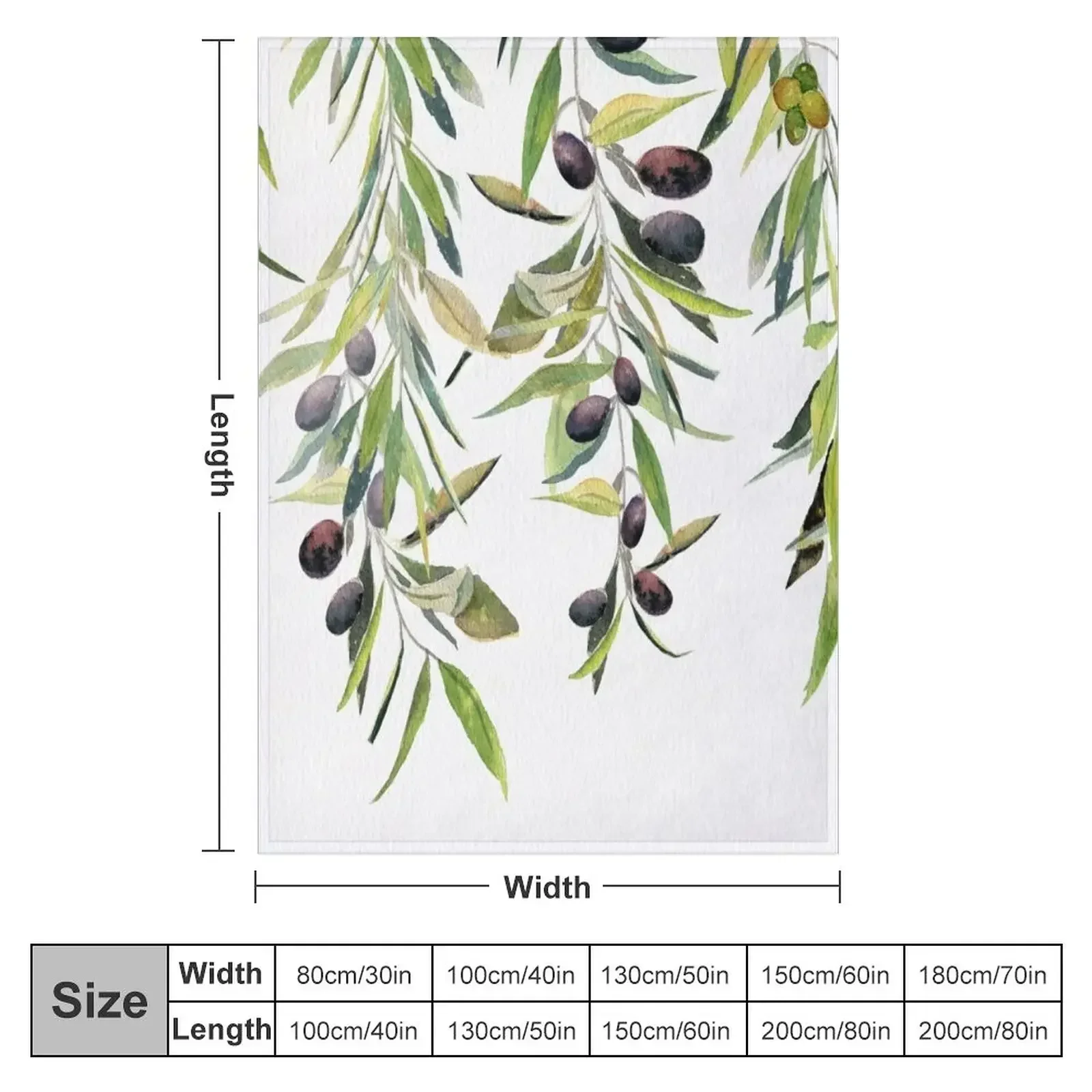 Olive Branch Watercolor Throw Blanket Blankets Sofas Of Decoration Plush Bed linens Vintage Blankets