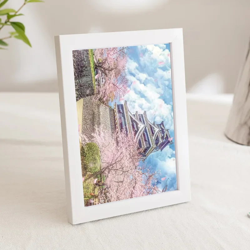 

Test Tube Puzzle Paper With photo frame 150pcs Sakura Train Romantic Town Decompress Toy Educational Kids Family Game Gifts