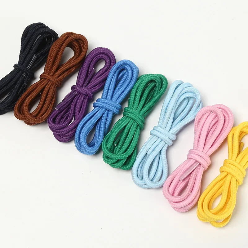 Unisex Round Shoelaces Colorful Hiking Sneakers Shoelace Black Shoe Laces Fits All Shoes Fashion Sport Boots Lacets Shoestrings