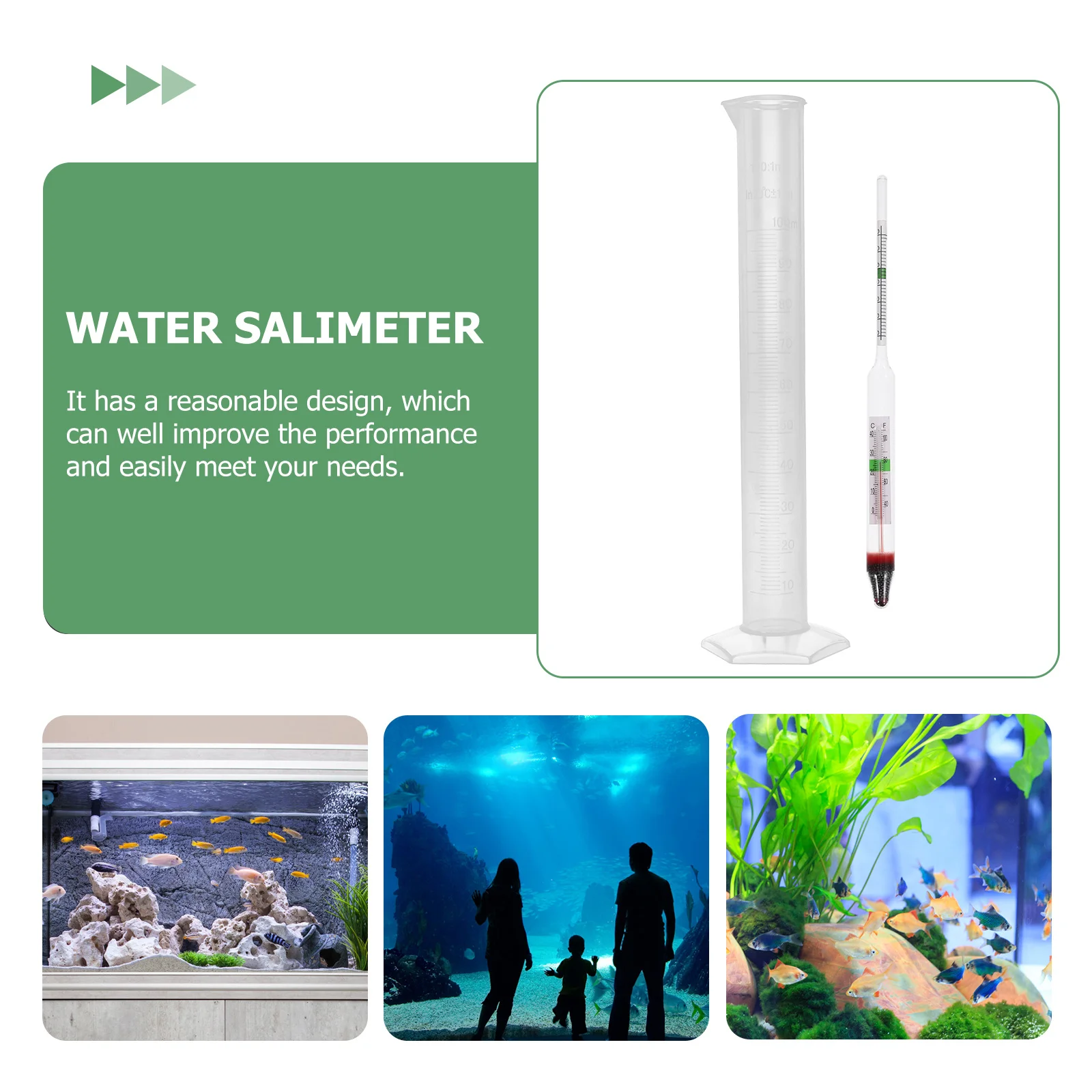 

1Set Hydrometer Solid Glass Wood Plastic Aquarium Testing Tool Water Meter Accurate Density Tester