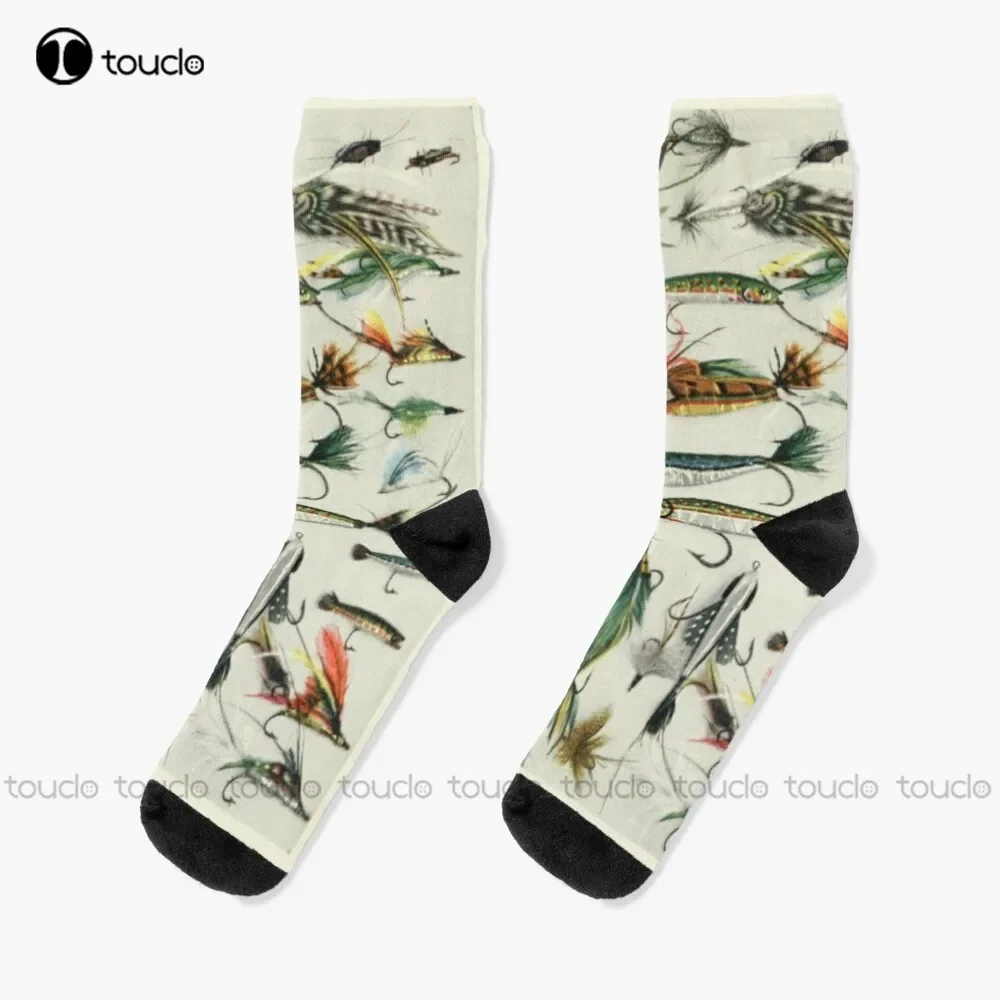 

Fishing Lures Socks Men'S Socks Personalized Custom Unisex Adult Teen Youth Socks 360° Digital Print Halloween Christmas Gift