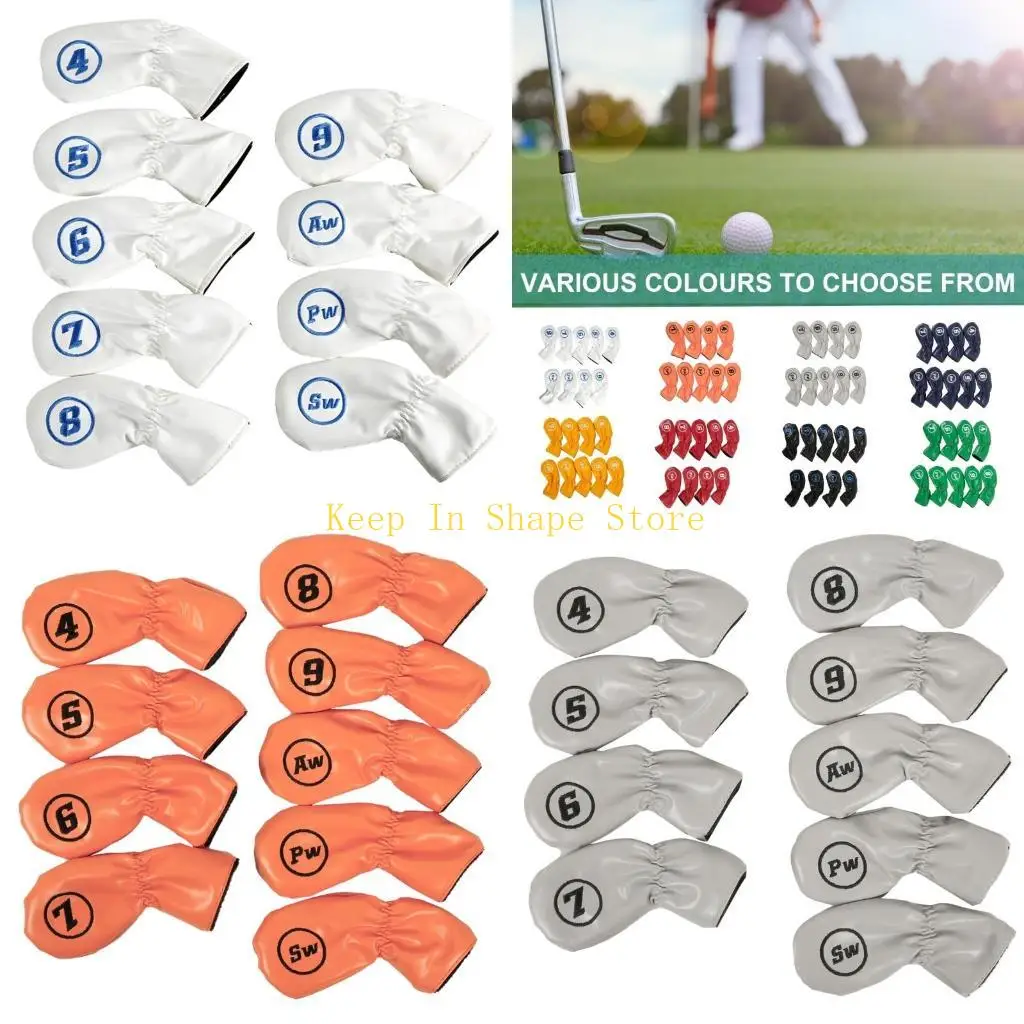 

U1JC 9 шт. чехол на голову для гольф-клуба подходит для большинства брендов гольф-клубов из искусственной кожи, железный убор