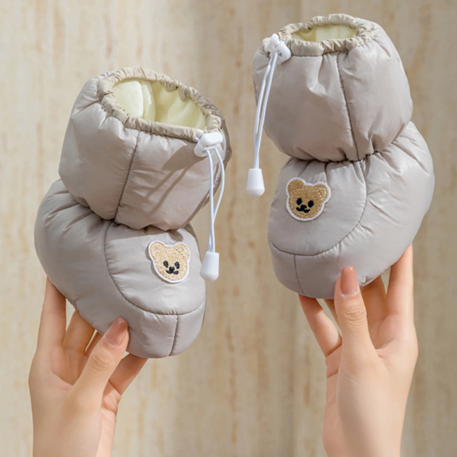 

6-18months Infant boys girls Booties Bear Embroidery Slippers shoes for baby girls boys Winter Warm First Walker Shoes