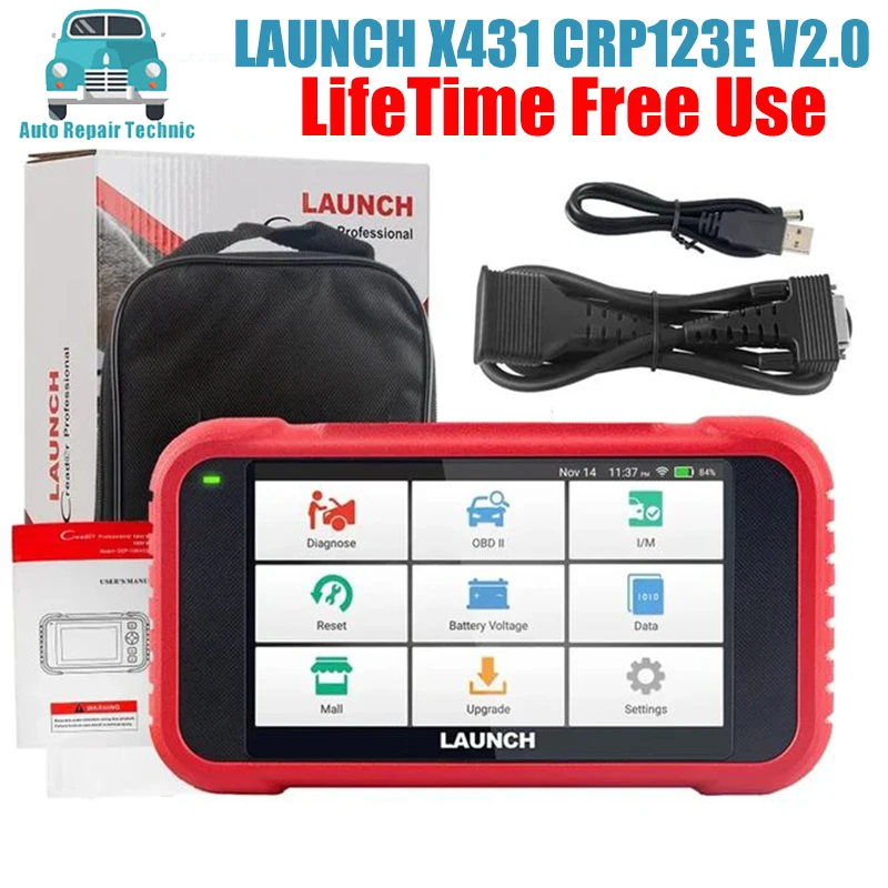 2024 New- LAUNCH X431 CRP123E V2.0 Car OBD2 Diagnostic Tools Auto OBD Scanner ABS SRS Engine AT+ 7 Reset Service Free Update