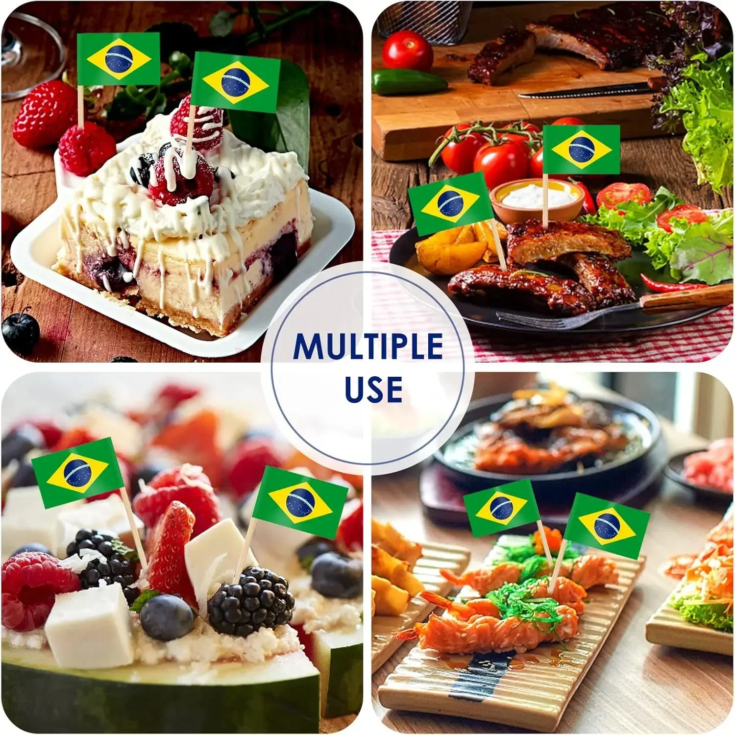 Bandeiras de palito de dente com bandeira do brasil, 100 peças pequenas e minúsculas para cupcake do brasil, bandeiras para dia nacional, decorações de festa de aniversário