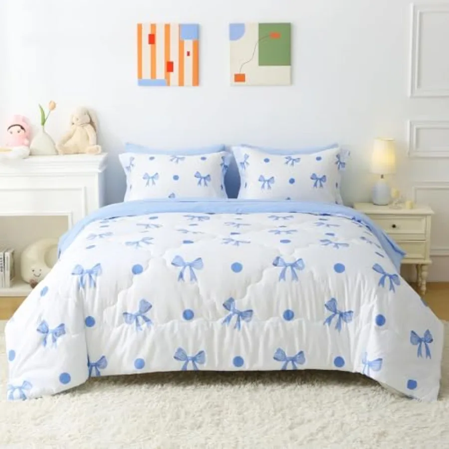 

7 Pcs Comforter Set for Girls Size Bedding Set with Sheet and 2 Pillowcases 2 Pillow Shams Cute Girls Bed in a Bag as Birthday